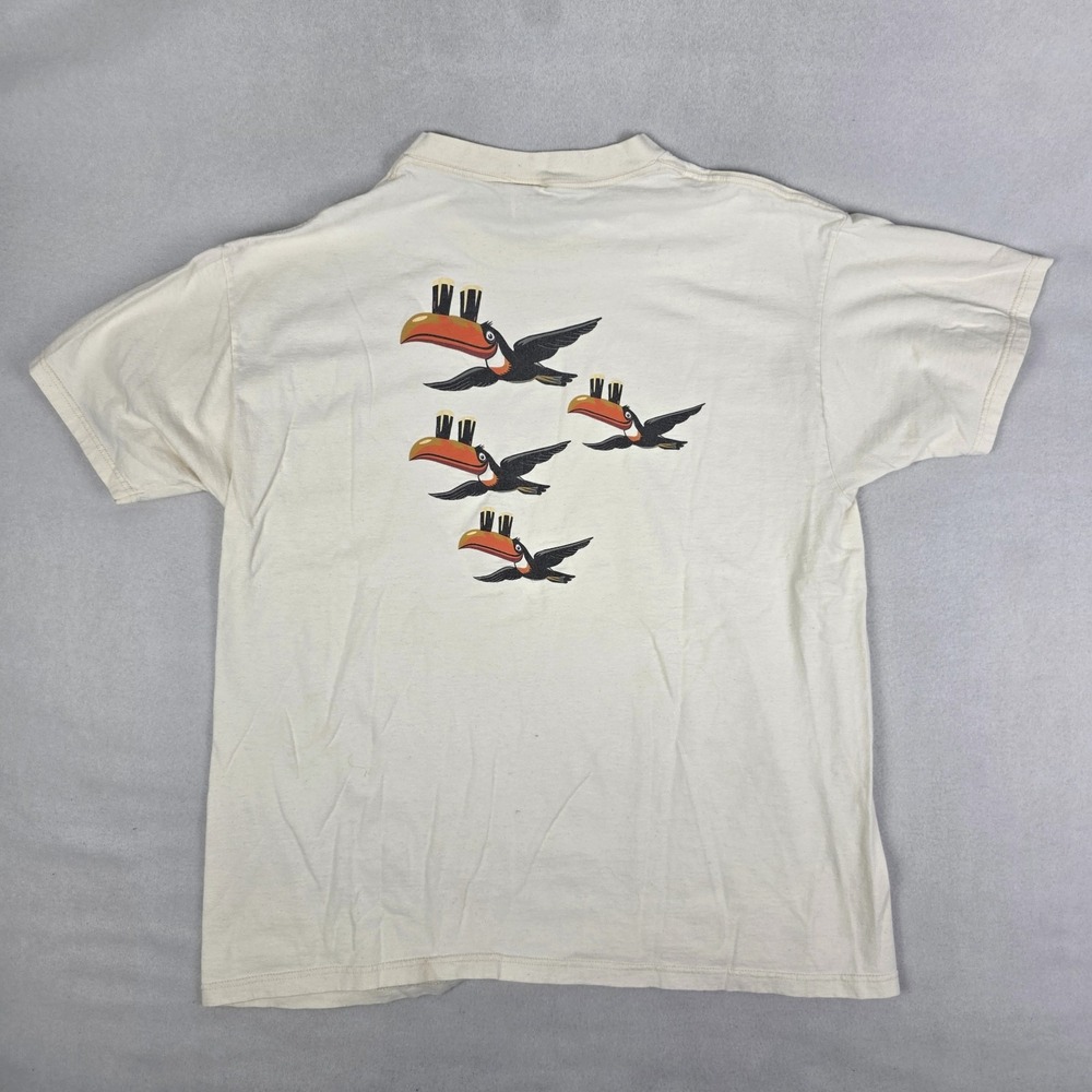 Vintage Y2k Guinness Draught T Shirt Mens XL Cream White Toucan Bird Beer 90s